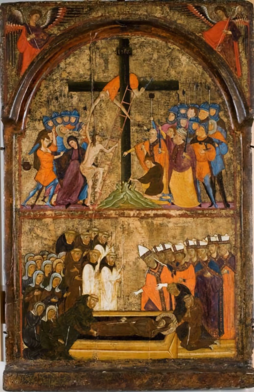 Christ Mounting the Cross and the Funeral of Saint Clare